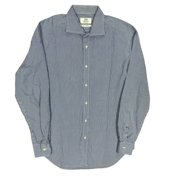 BOGGI Milano Super Classics Blue Check Dress Shirt 41 16 Large - Picture 1 of 6